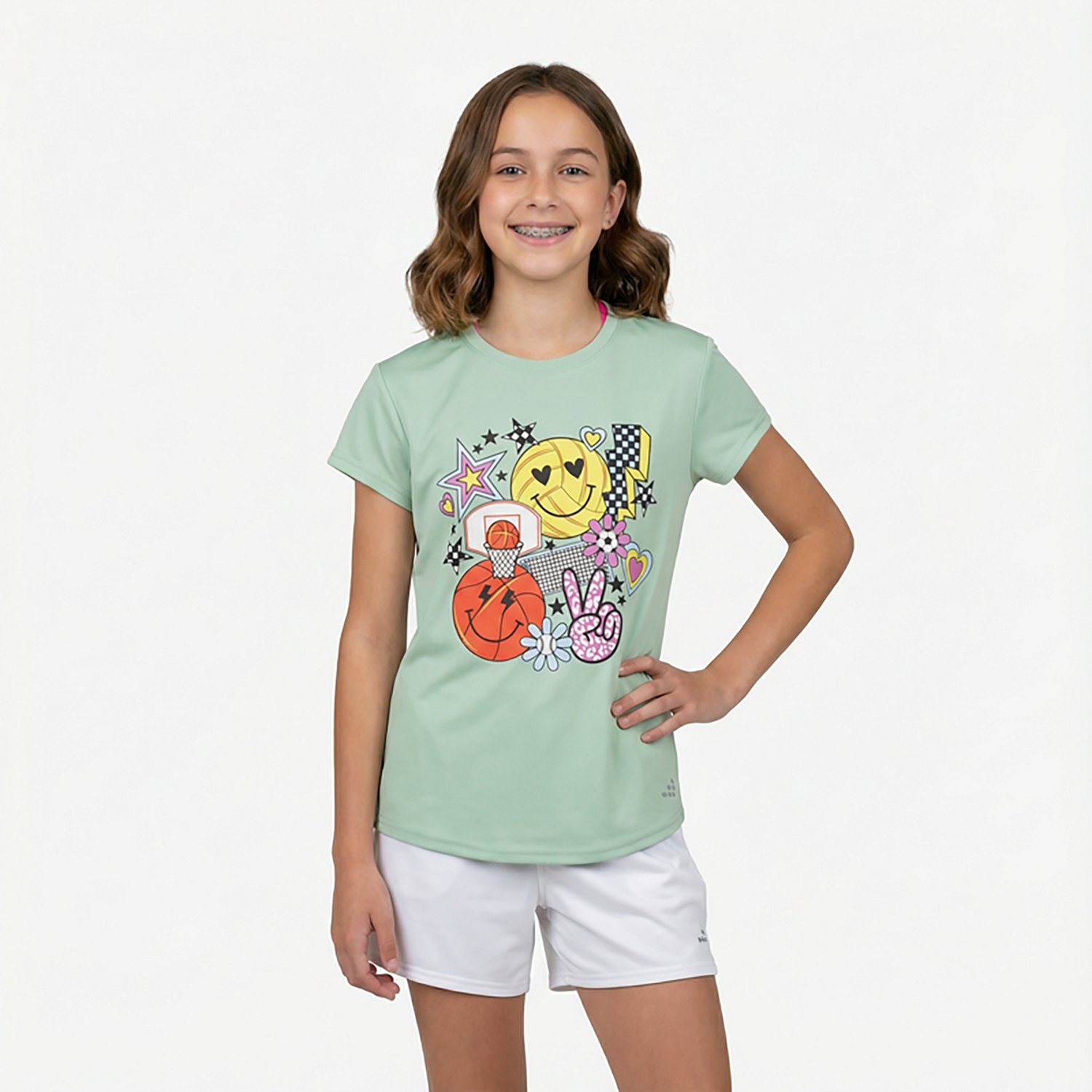 BCG Girls' Training Turbo Happy Sport Graphic Short Sleeve T-shirt