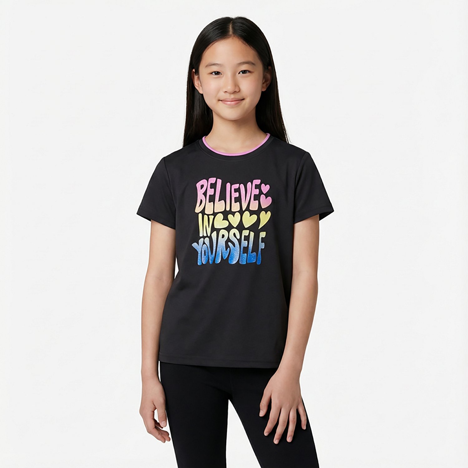 BCG Girls' Lifestyle Cotton Believe Yourself T-shirt - view number 2