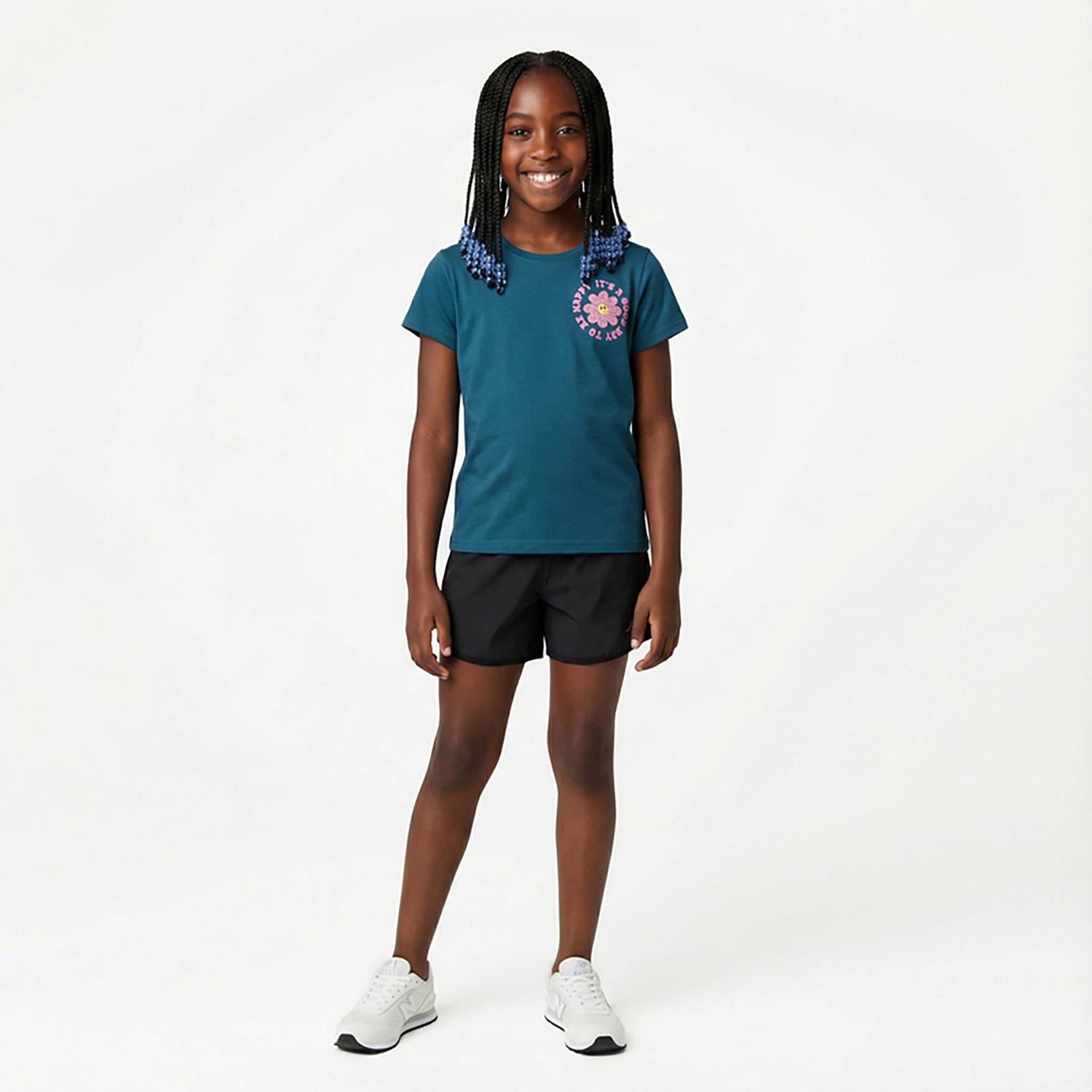 BCG Girls' Lifestyle Positive Daisy Cotton GFX Short Sleeve Graphic T-shirt