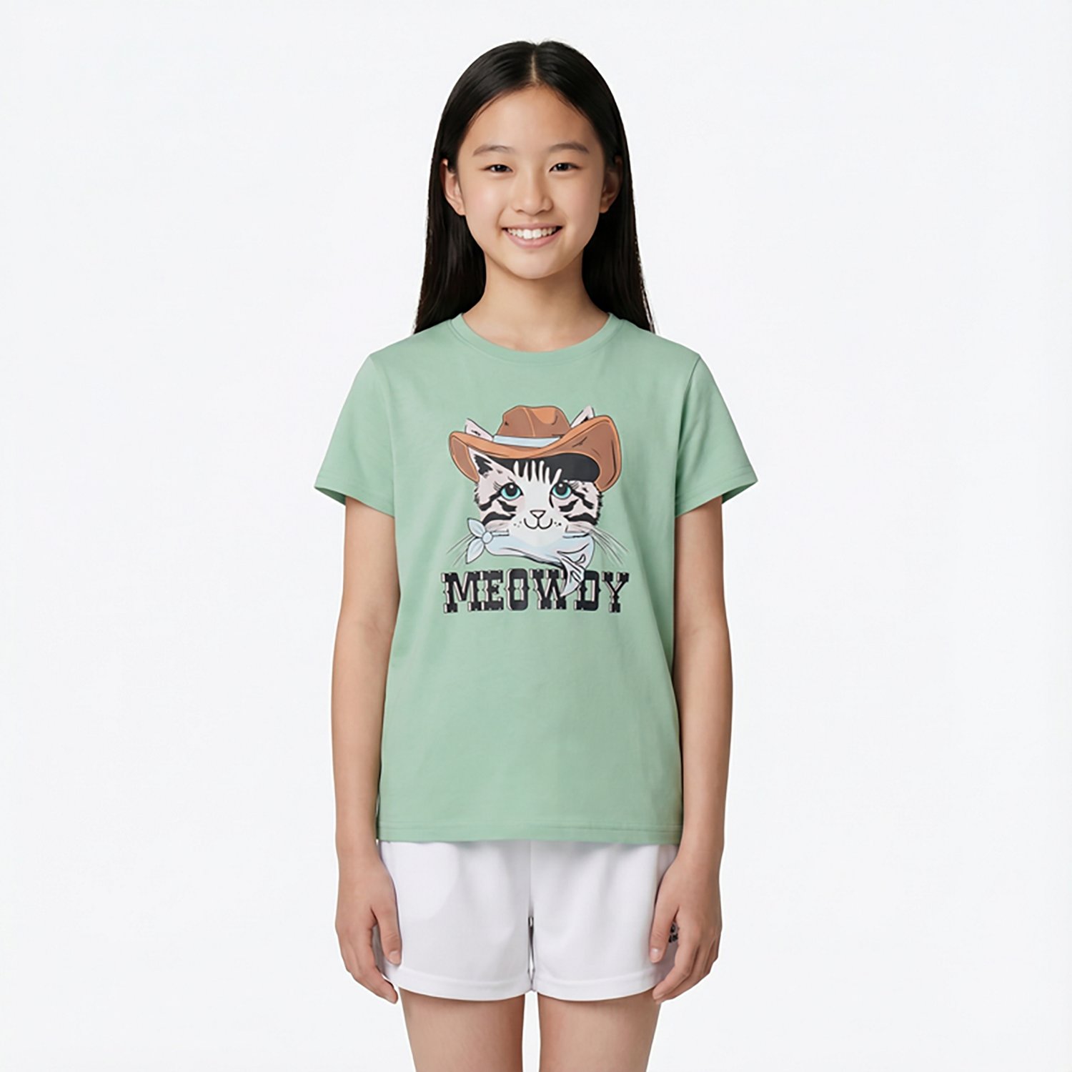 BCG Girls' Lifestyle Meowdy Cotton GFX Short Sleeve Graphic T-shirt - view number 2