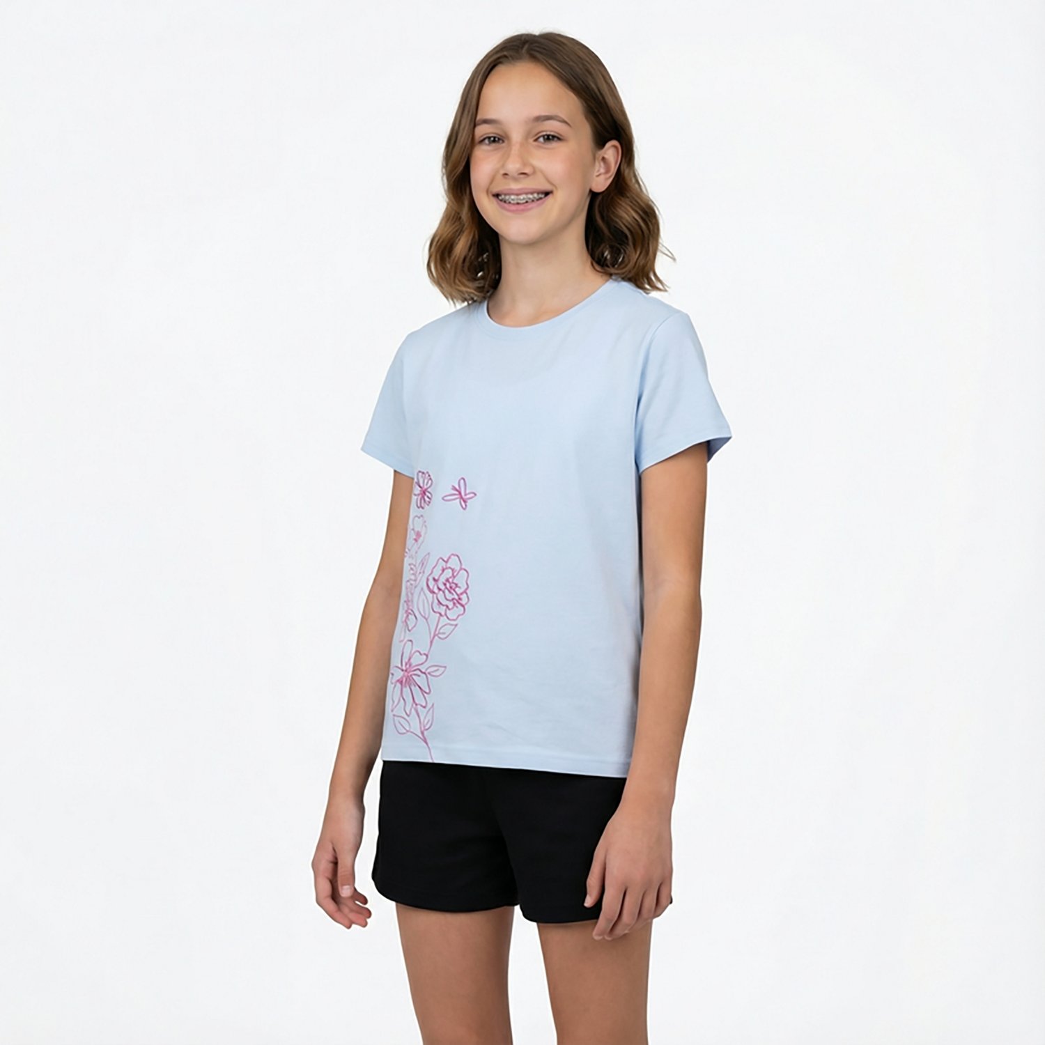 BCG Girls' Lifestyle Dainty Flowers Cotton GFX Short Sleeve Graphic T-shirt - view number 2
