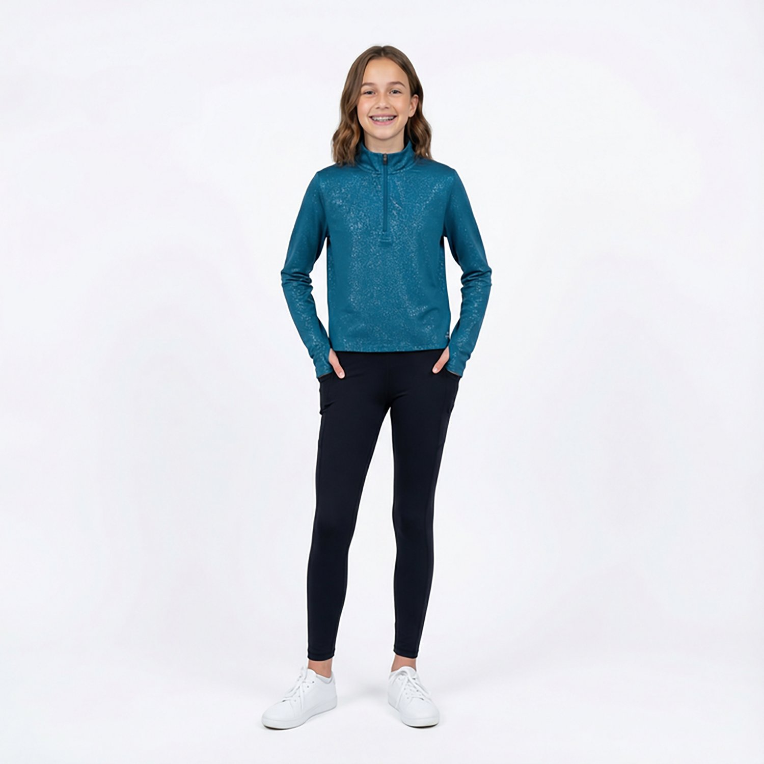 BCG Girls' 4-7 Sparkle 1/4-Zip Top