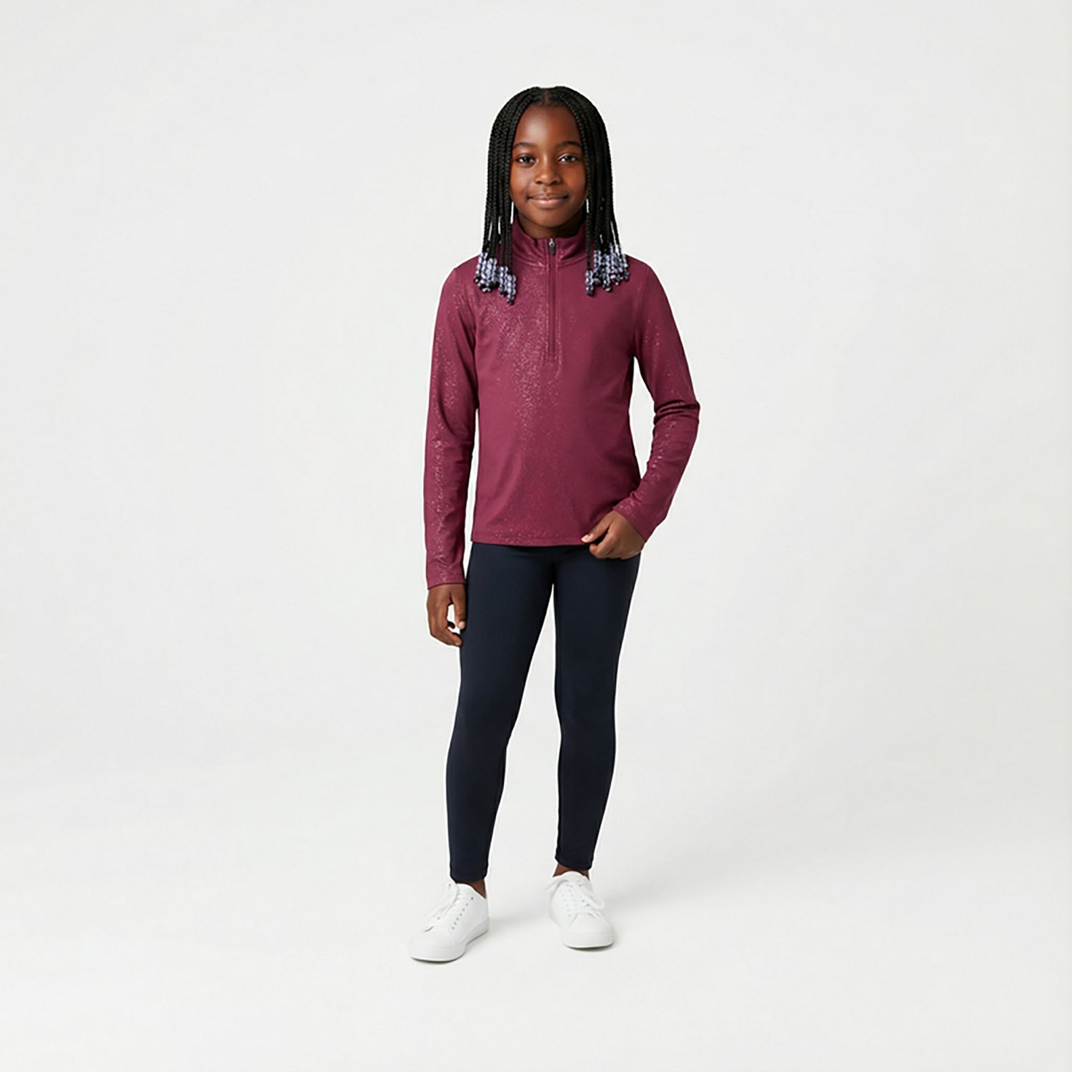 BCG Girls' 4-7 Sparkle 1/4-Zip Top