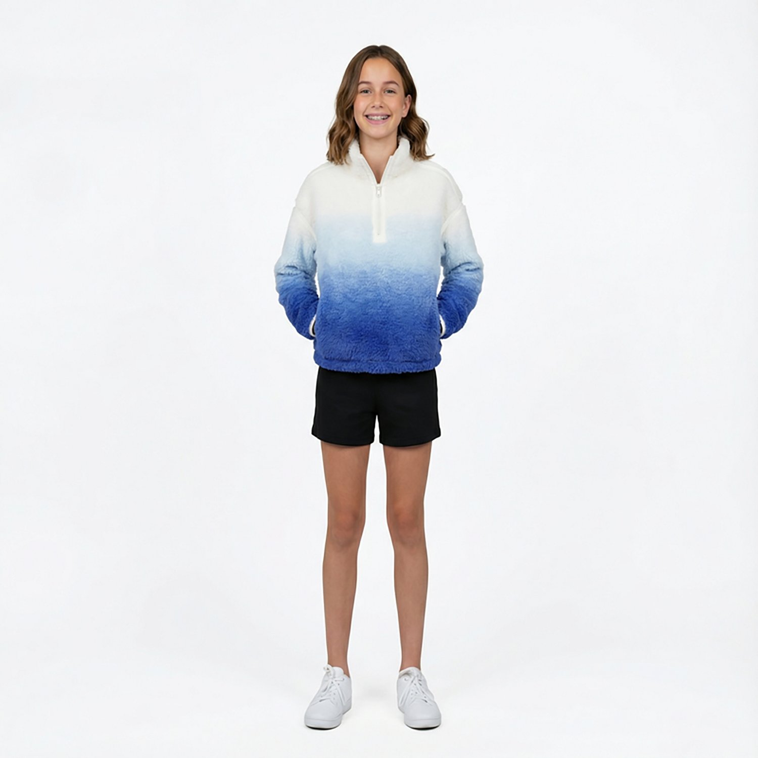 BCG Girls' Cozy Print Sherpa 1/4-Zip Top