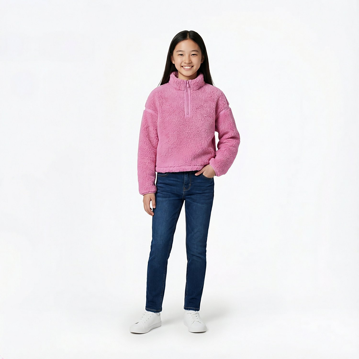 BCG Girls' Cozy Emboss 1/4-Zip Sherpa Top