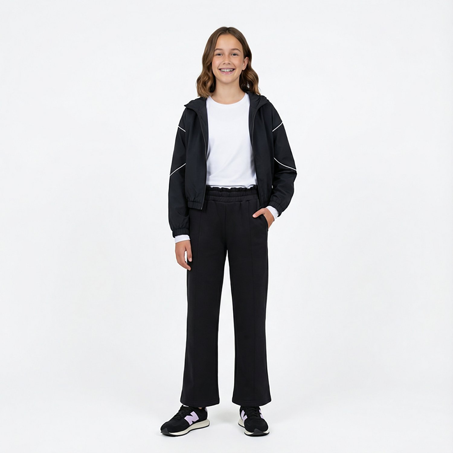 BCG Girls' Cotton Fleece Wide Leg Pants