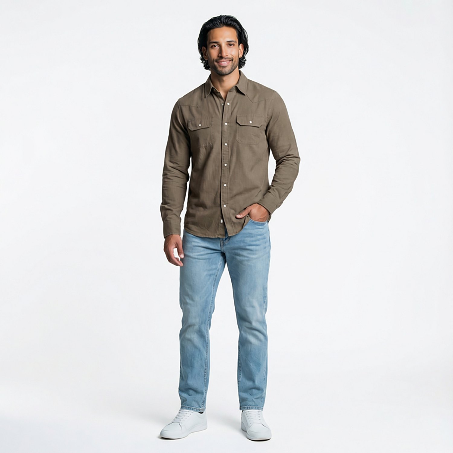 Magellan Outdoors Men's Pecos Ridge Denim Long Sleeve Shirt