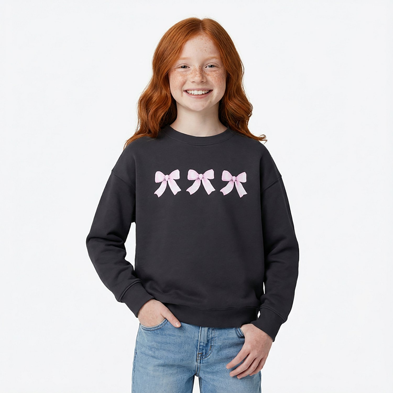 BCG Girls' Bows Oversized Cotton Fleece Graphic Pullover Sweatshirt - view number 2
