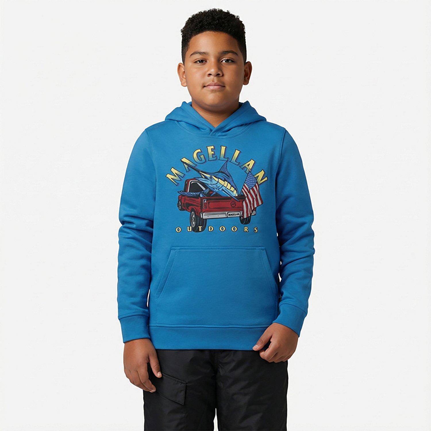 Magellan Outdoors Boys’ Marlin Americana Truck GFX Fleece Hoodie - view number 2