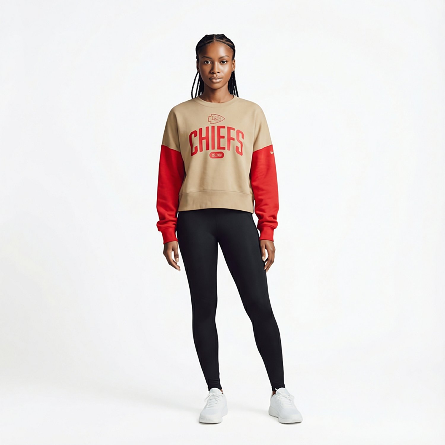 Nike Women's Chiefs Rewind Oversized Long Sleeve Crew Fleece