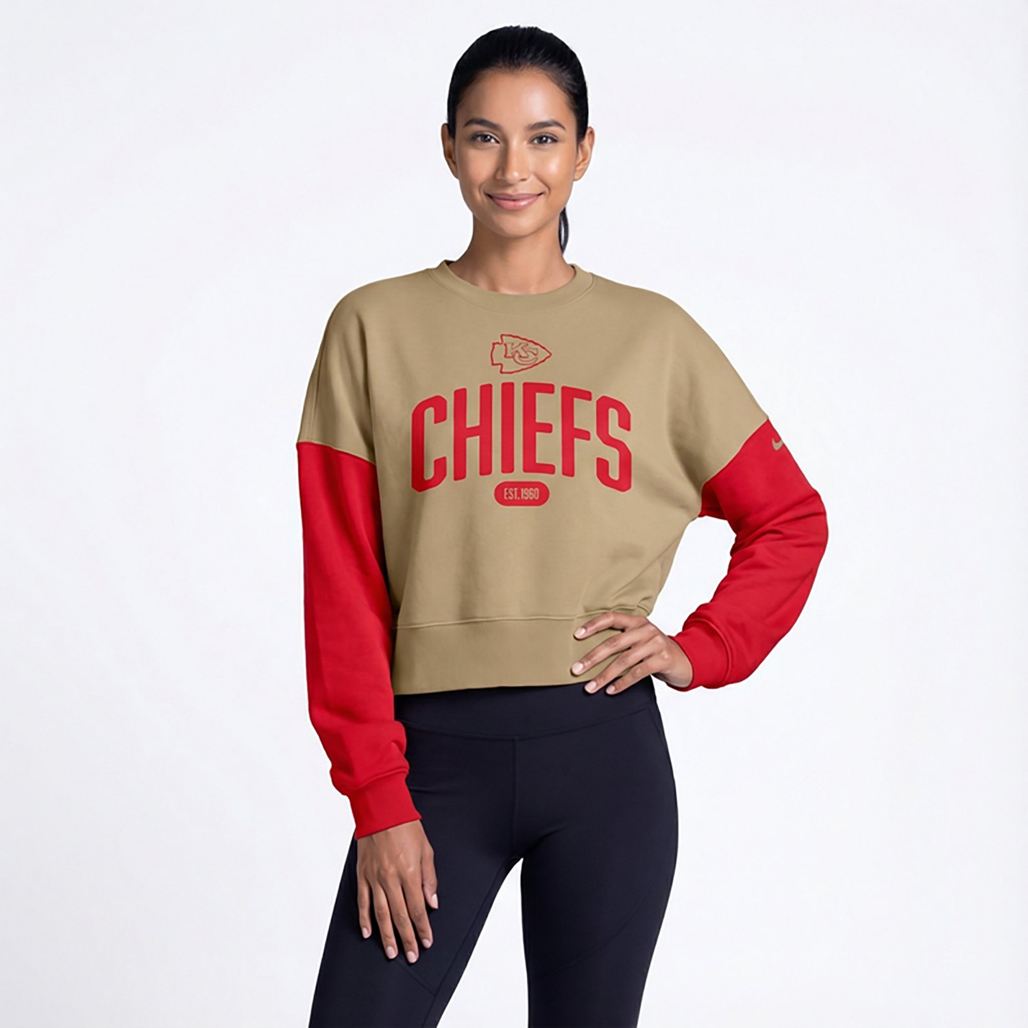 Nike Women's Chiefs Rewind Oversized Long Sleeve Crew Fleece - view number 2