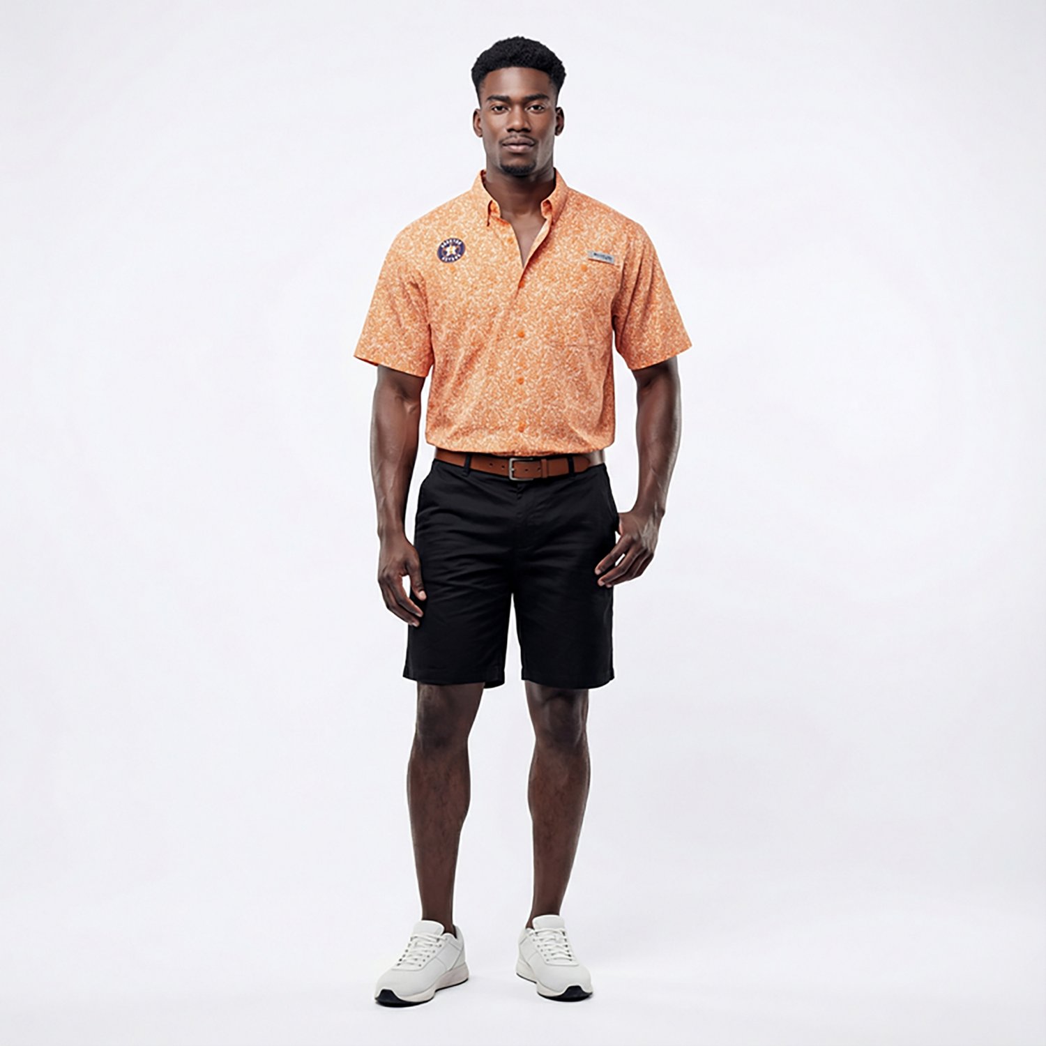 Columbia Sportswear Men's Houston Astros Floral Short Sleeve Tamiami Shirt