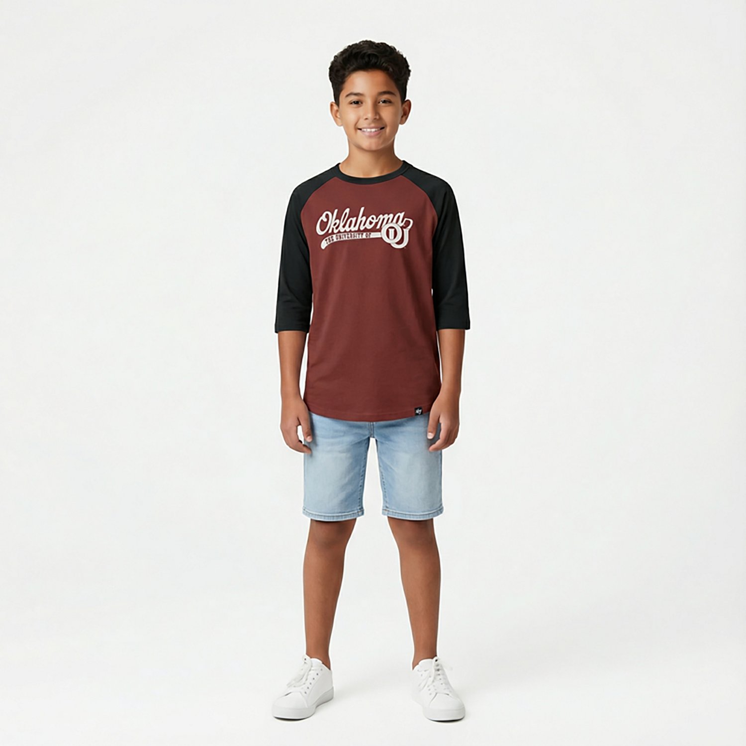 '47 University of Oklahoma Boys' Super Script Line Drive Raglan Graphic T-shirt