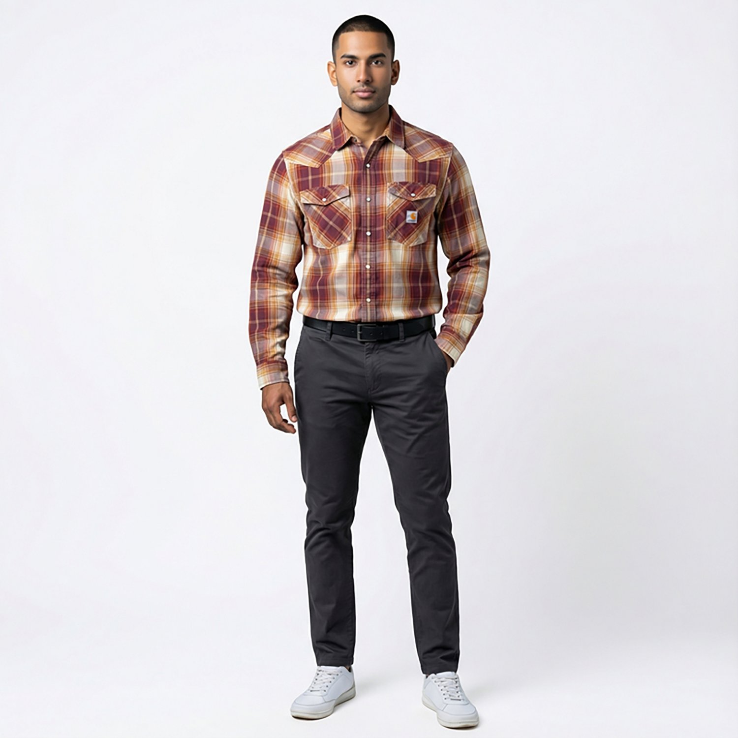 Carhartt Men's Montana Flame-resistant Relaxed Fit Long-Sleeve Snap-Front Plaid Shirt