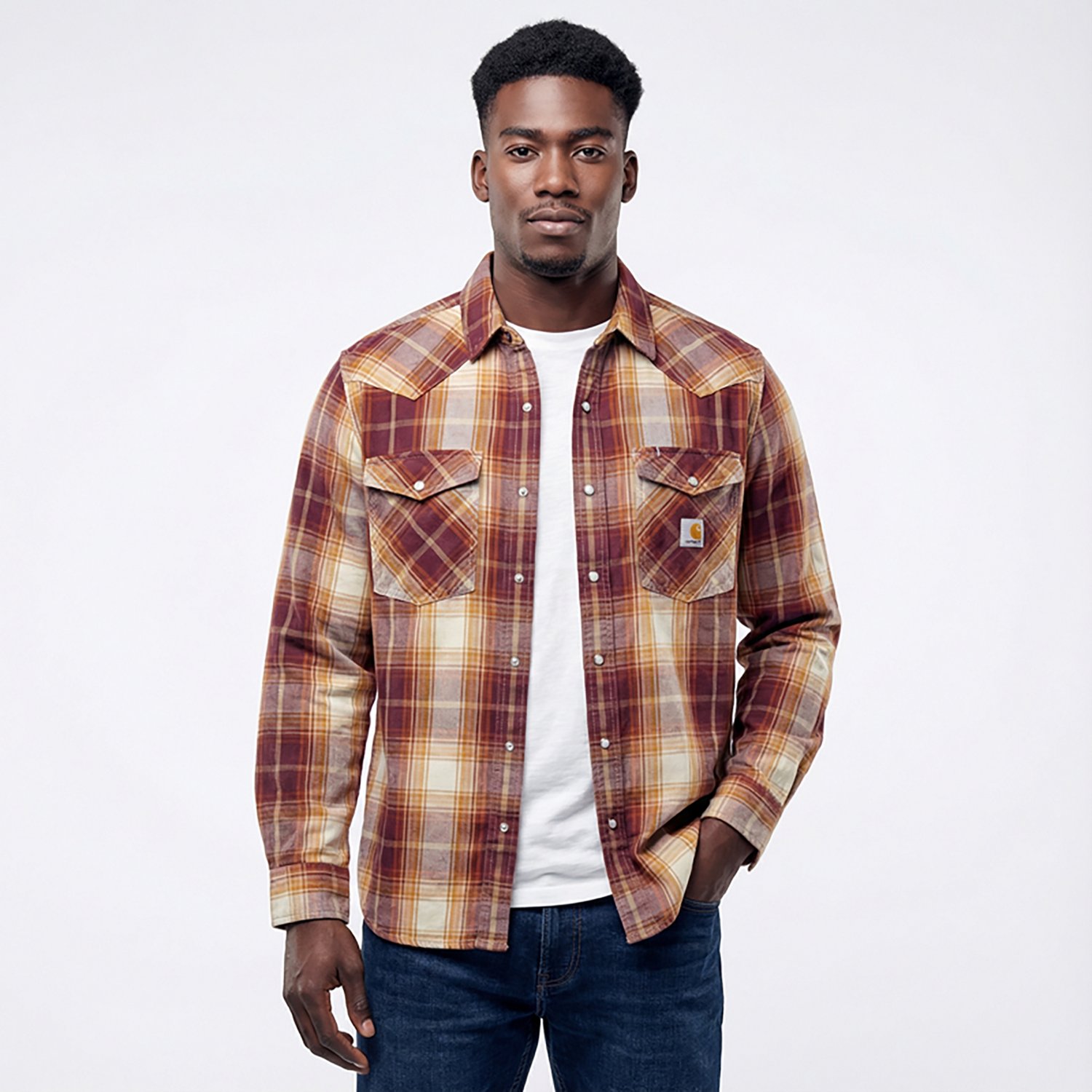 Carhartt Men's Montana Flame-resistant Relaxed Fit Long-Sleeve Snap-Front Plaid Shirt - view number 2