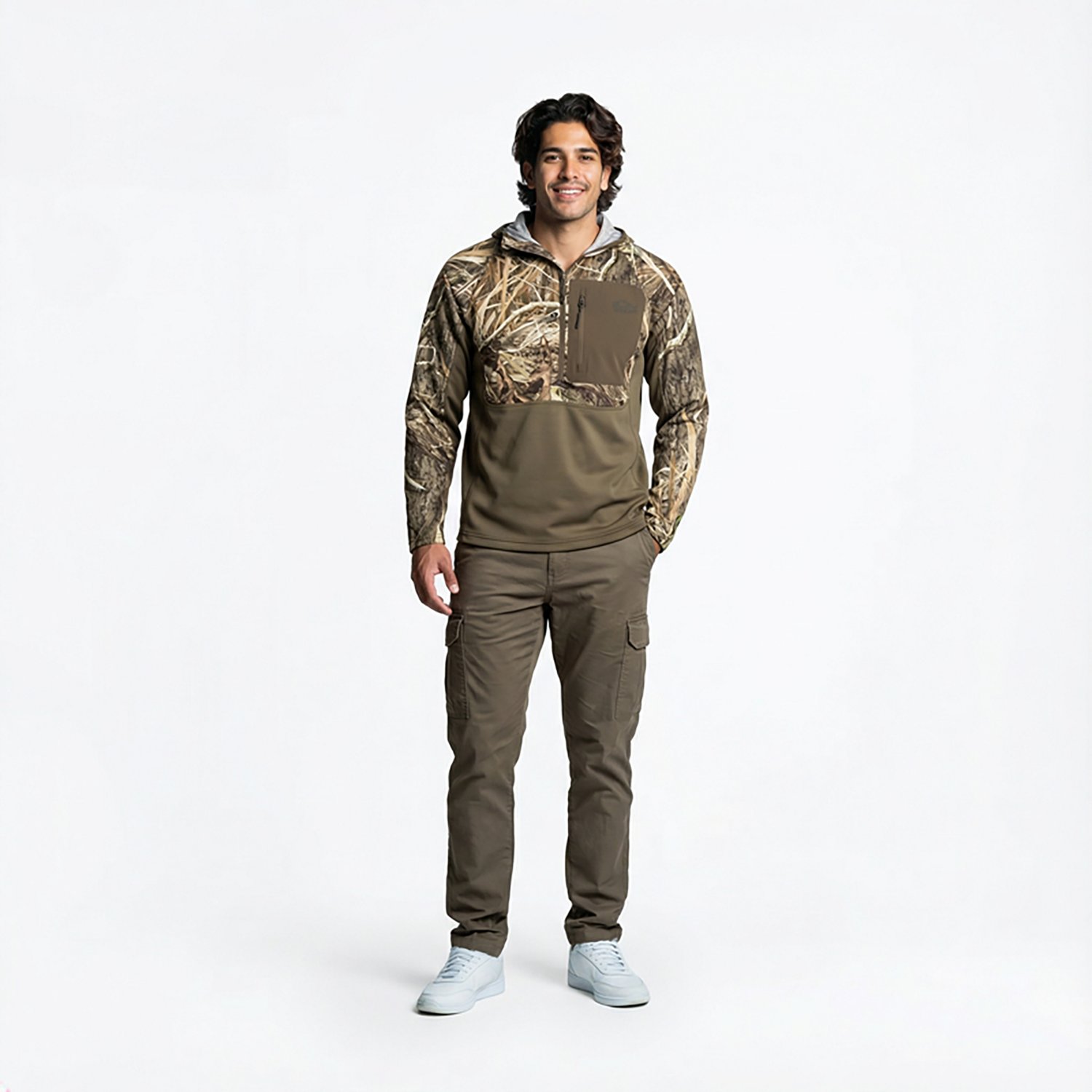 Drake Men's EST Performance 1/2 Zip Camo Hoodie