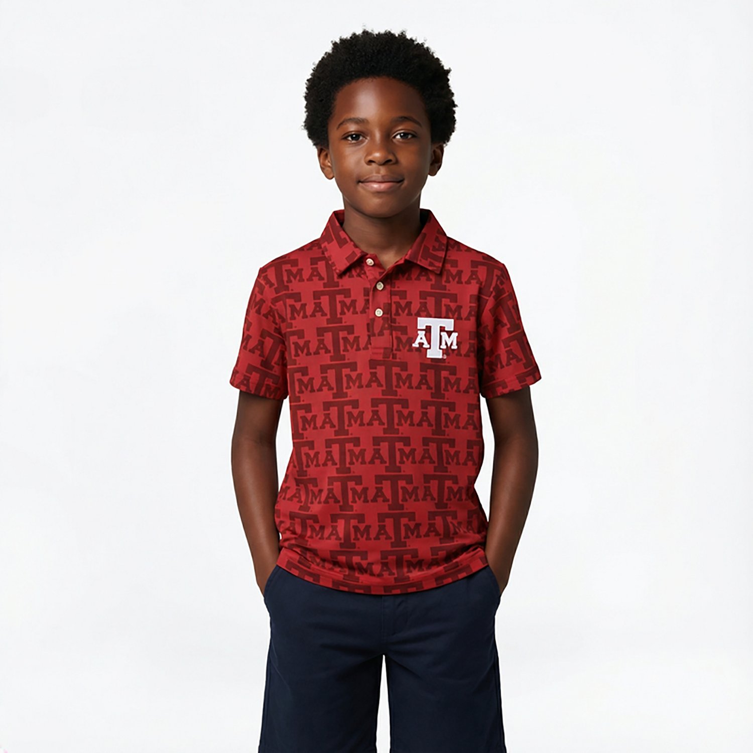 Wes & Willy Boys' Texas A&M University Allover Print Polo Shirt - view number 2