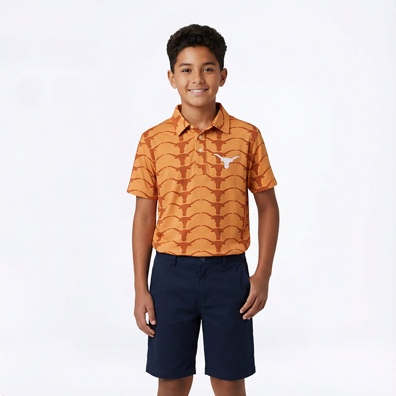 Wes & Willy Boys' University of Texas Allover Print Polo Shirt - view number 2