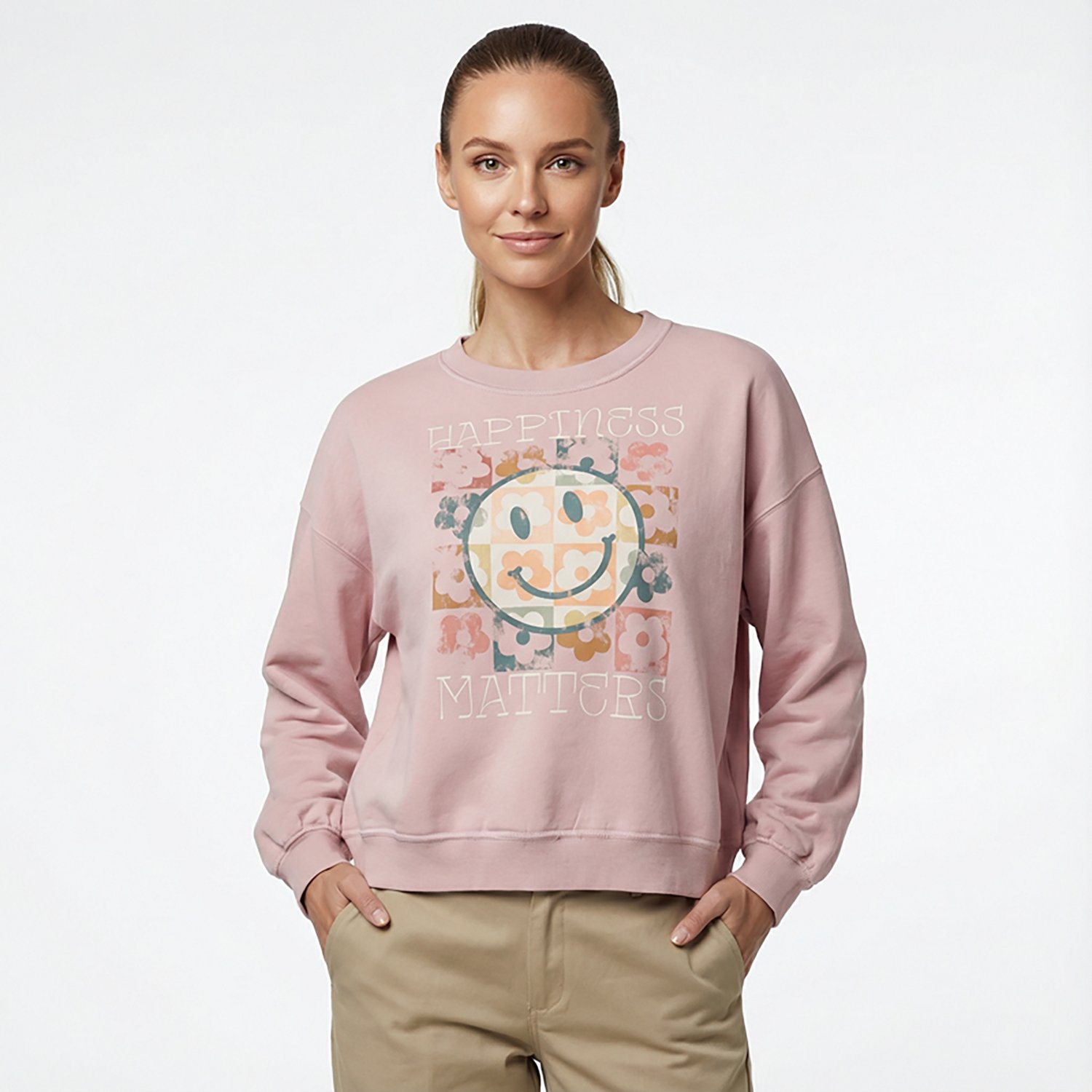 Lol Women's Happiness Matters Graphic Long Sleeve Crew Fleece