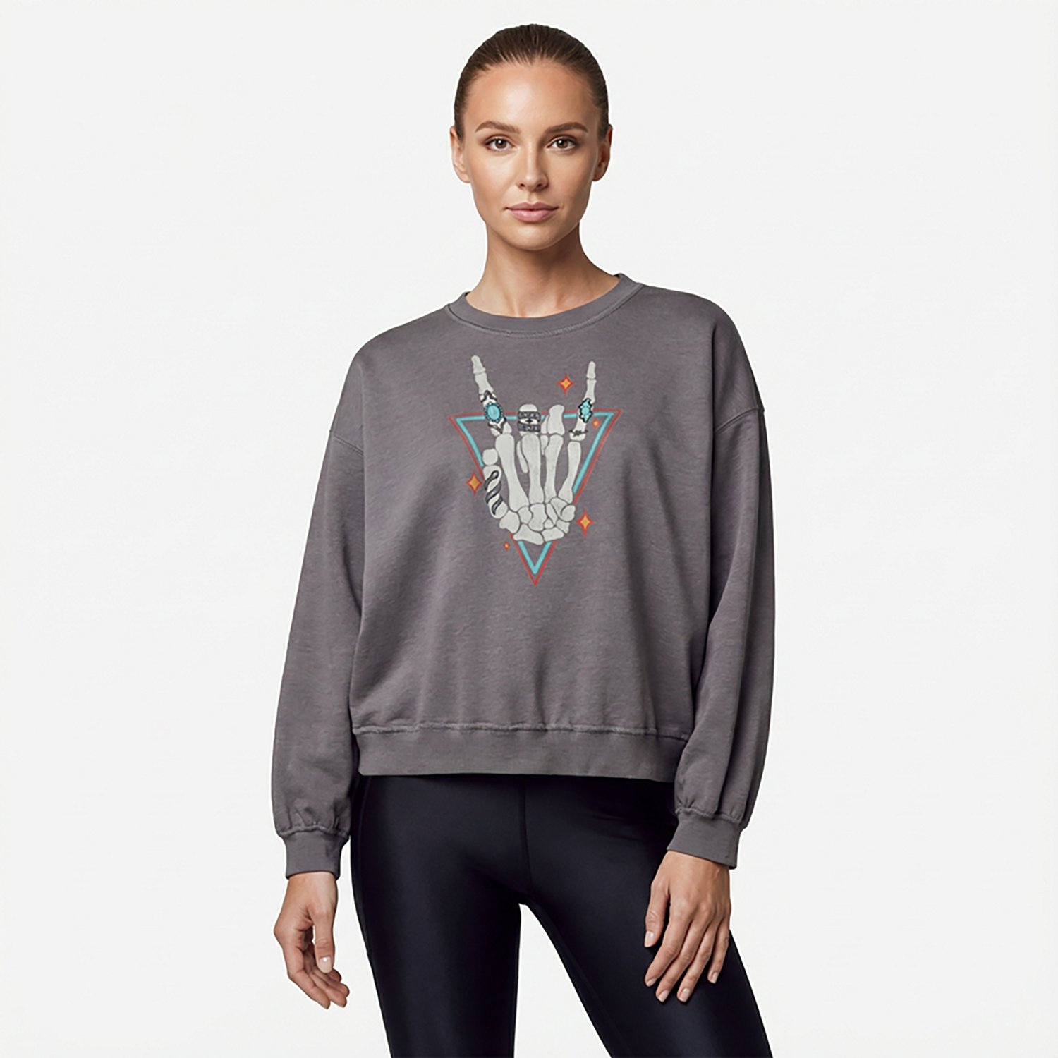 LOL SKELETON HAND GRAPHIC FLEECE CREW