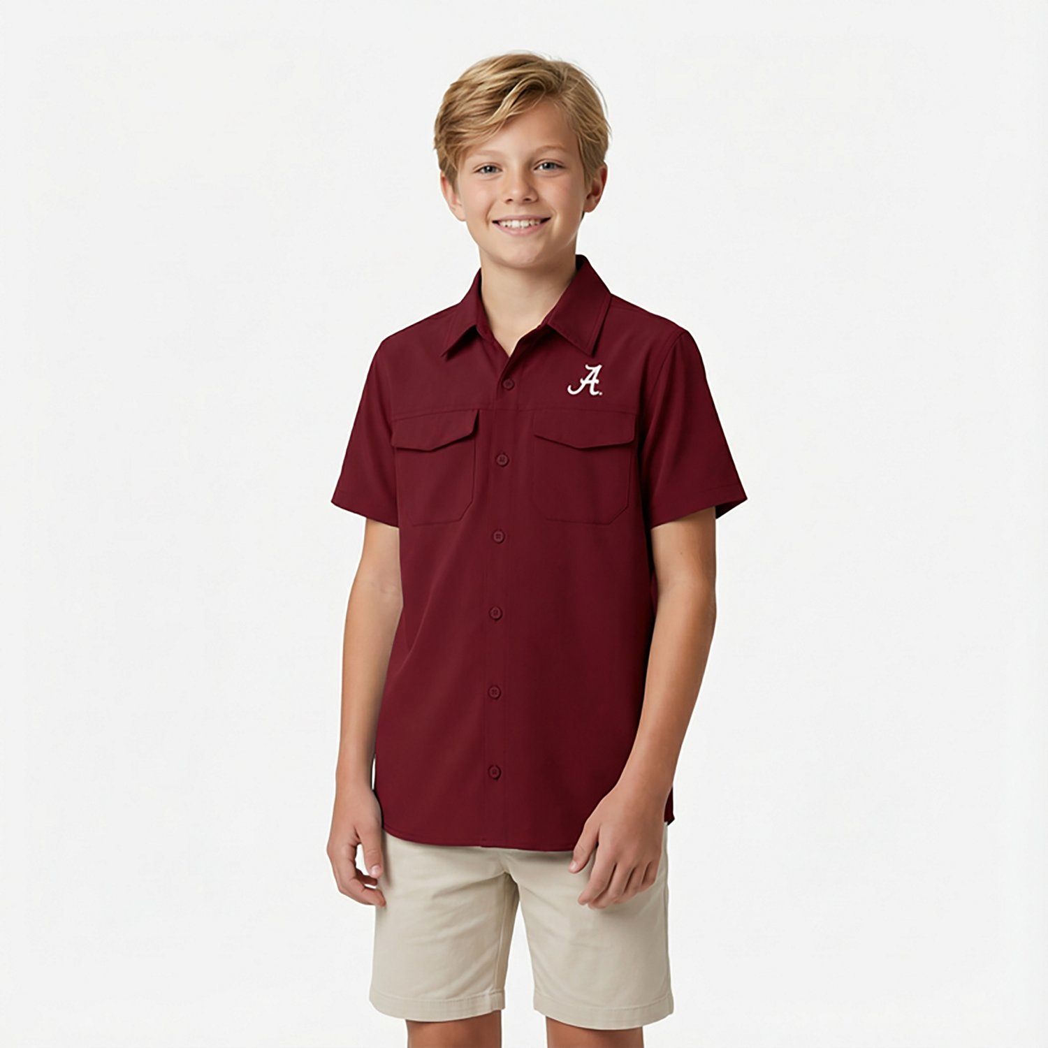 Antigua Boys' University of Alabama Game Day Fishing Button Up Shirt - view number 2