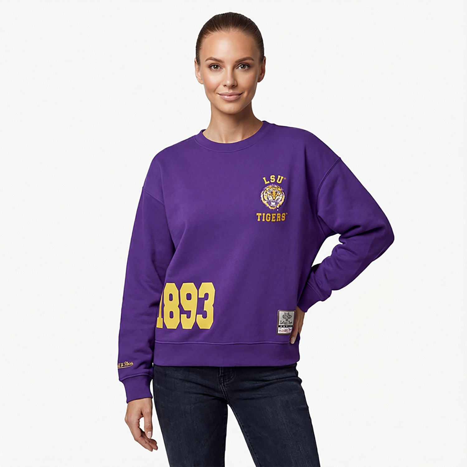 Mitchell & Ness Women's LSU Tigers 4 Hit Long Sleeve Crewneck T-shirt - view number 2