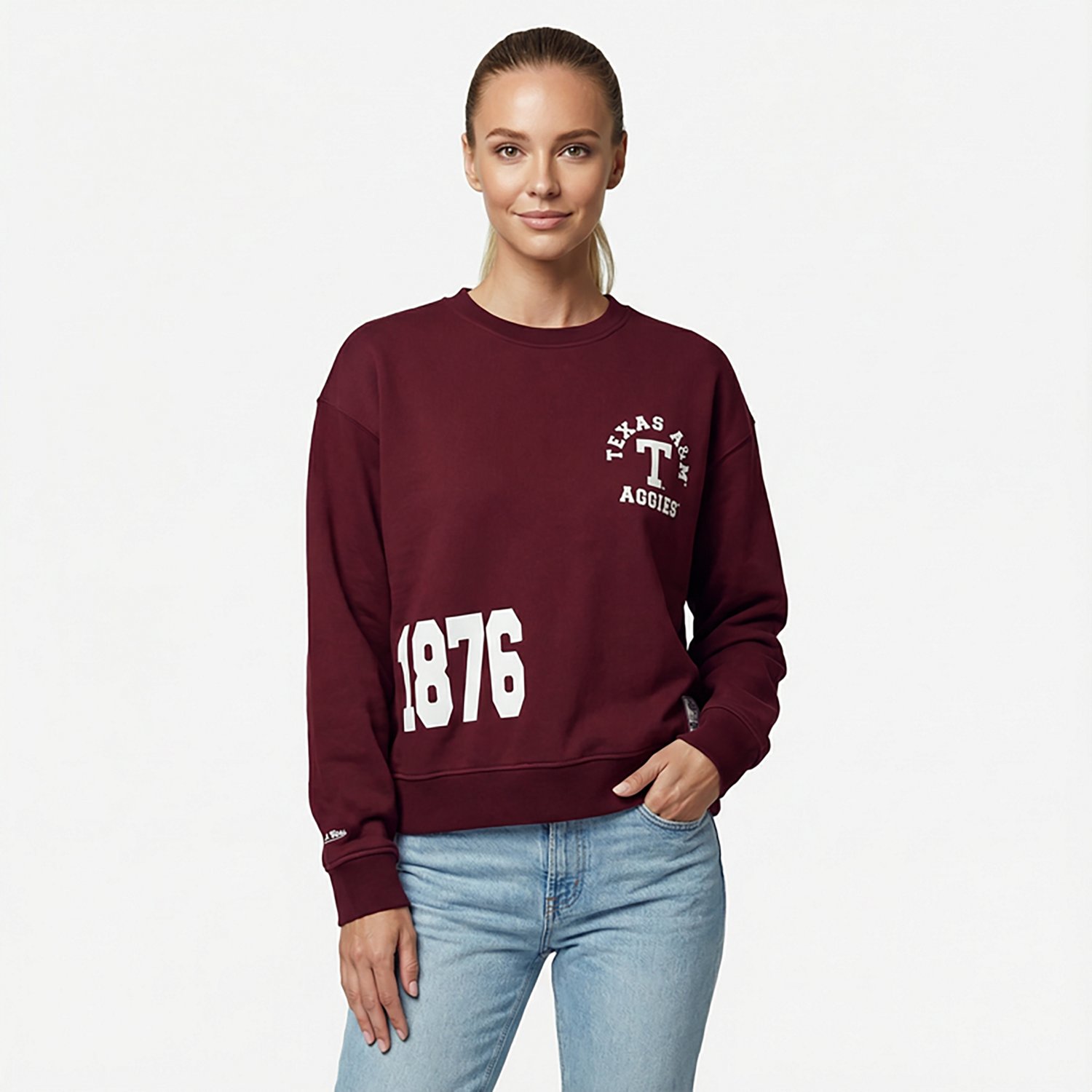 Mitchell & Ness Women's Texas A&M Aggies 4 Hit Long Sleeve Crewneck T-shirt - view number 2