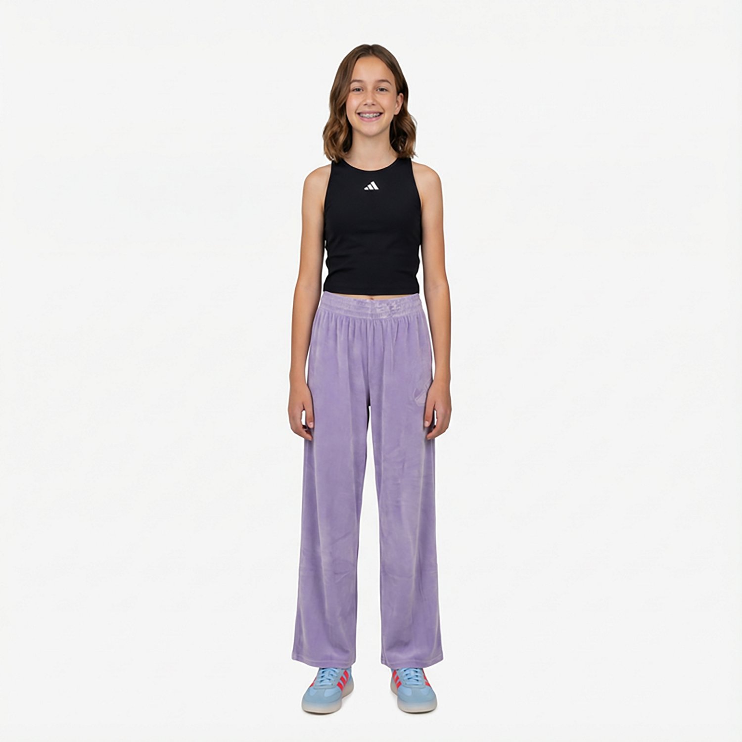 adidas Girls' 4-6x Velour Wide Leg Pants