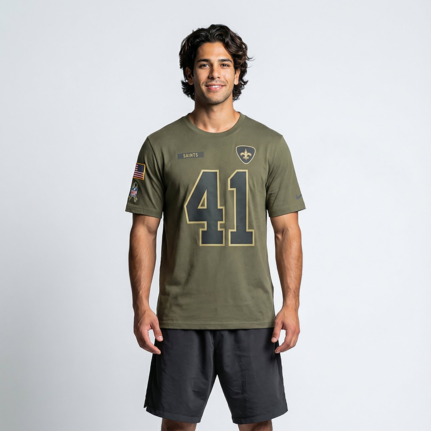 Nike Men's Saints Salute to Service Alvin Kamara Player Name & Number T-shirt - view number 2