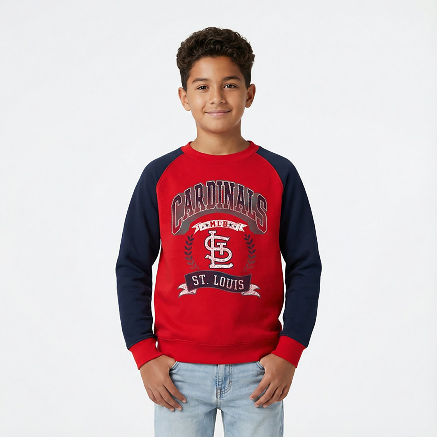 Outerstuff Boys' St. Louis Cardinals Bullpen Fleece Crew Sweatshirt - view number 2