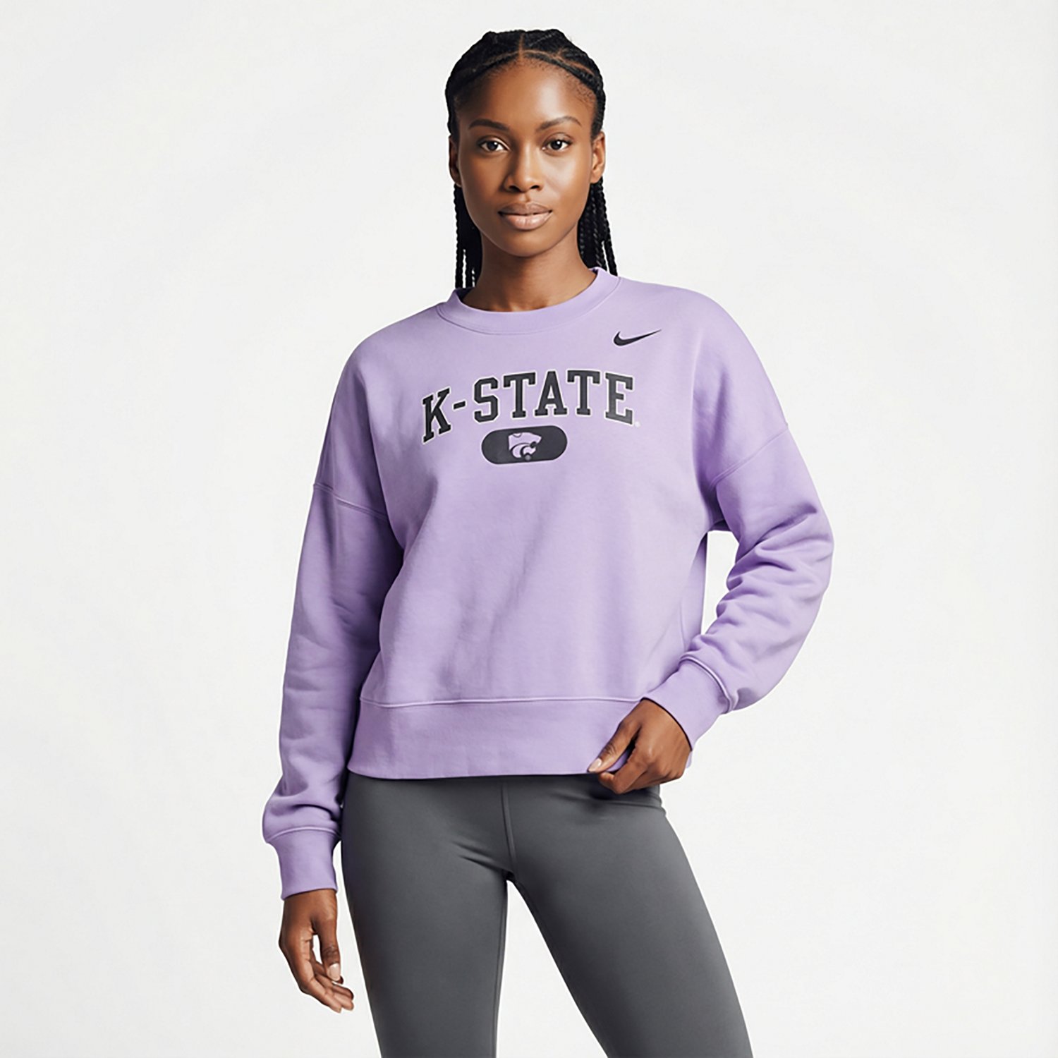 Nike Women's Kansas State Lavender Phoenix Fleece Crew Sweatshirt - view number 2