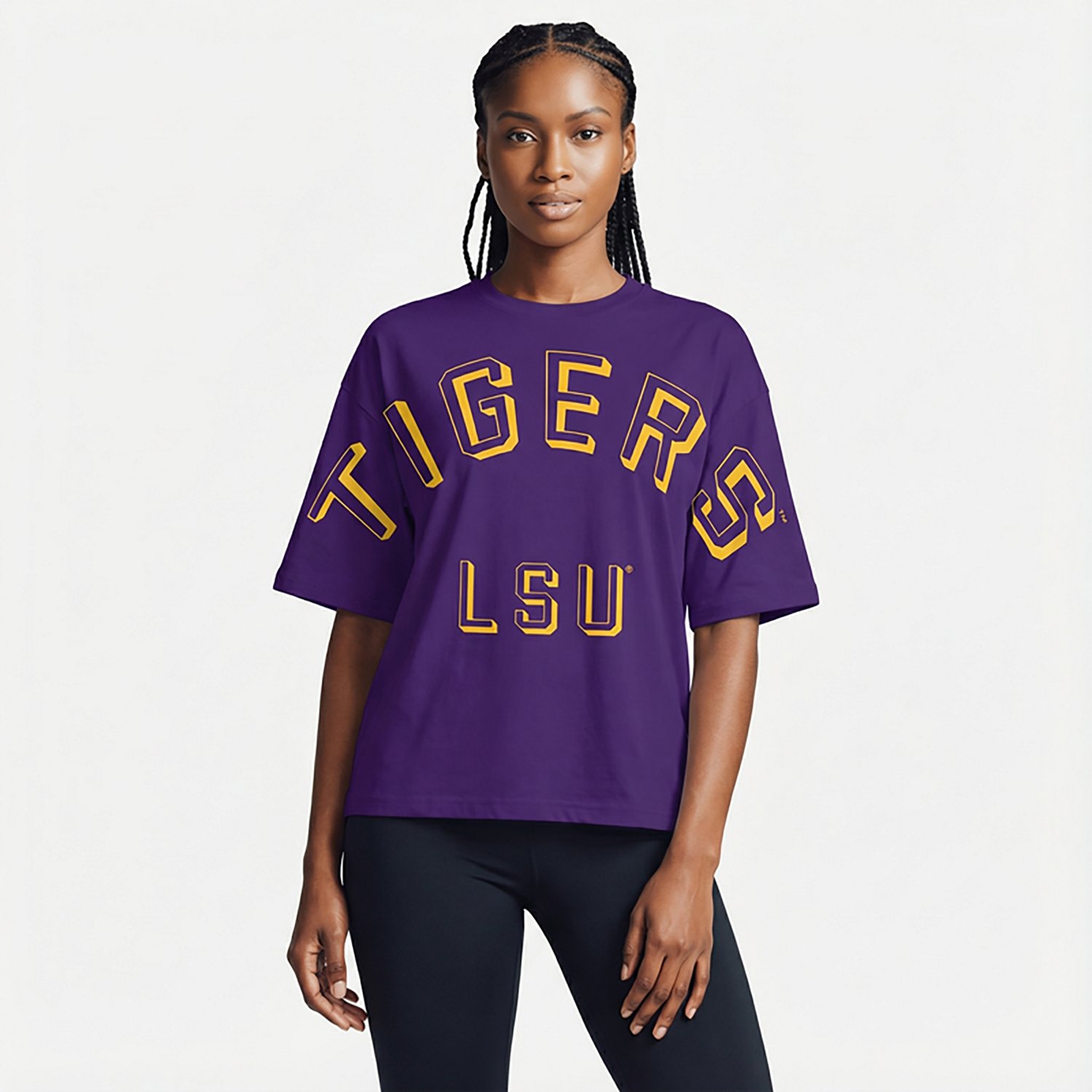 Hype and Vice Women's LSU Tigers Football Oversized Short Sleeve T-shirt - view number 2
