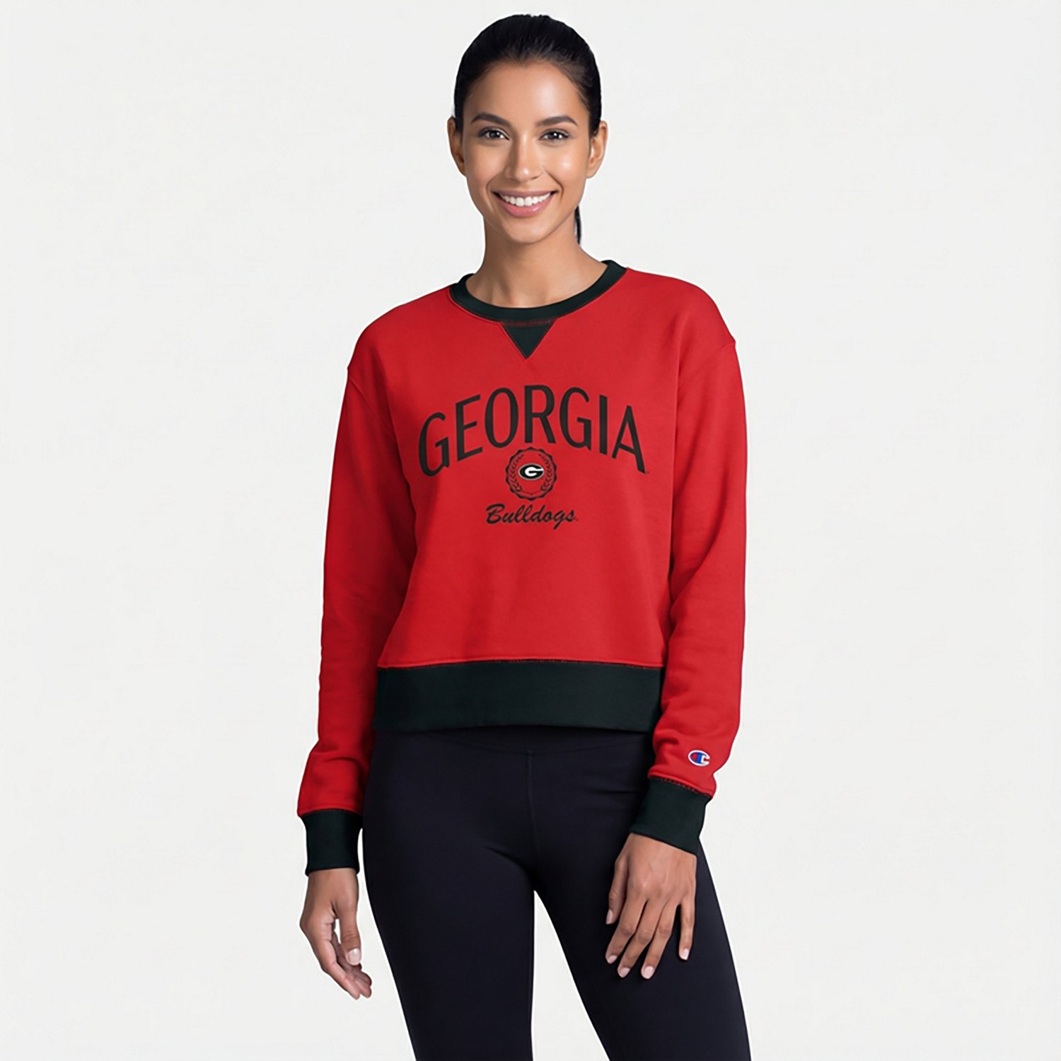Champion Women's Georgia Bulldogs High and Low Crewneck Sweatshirt - view number 2