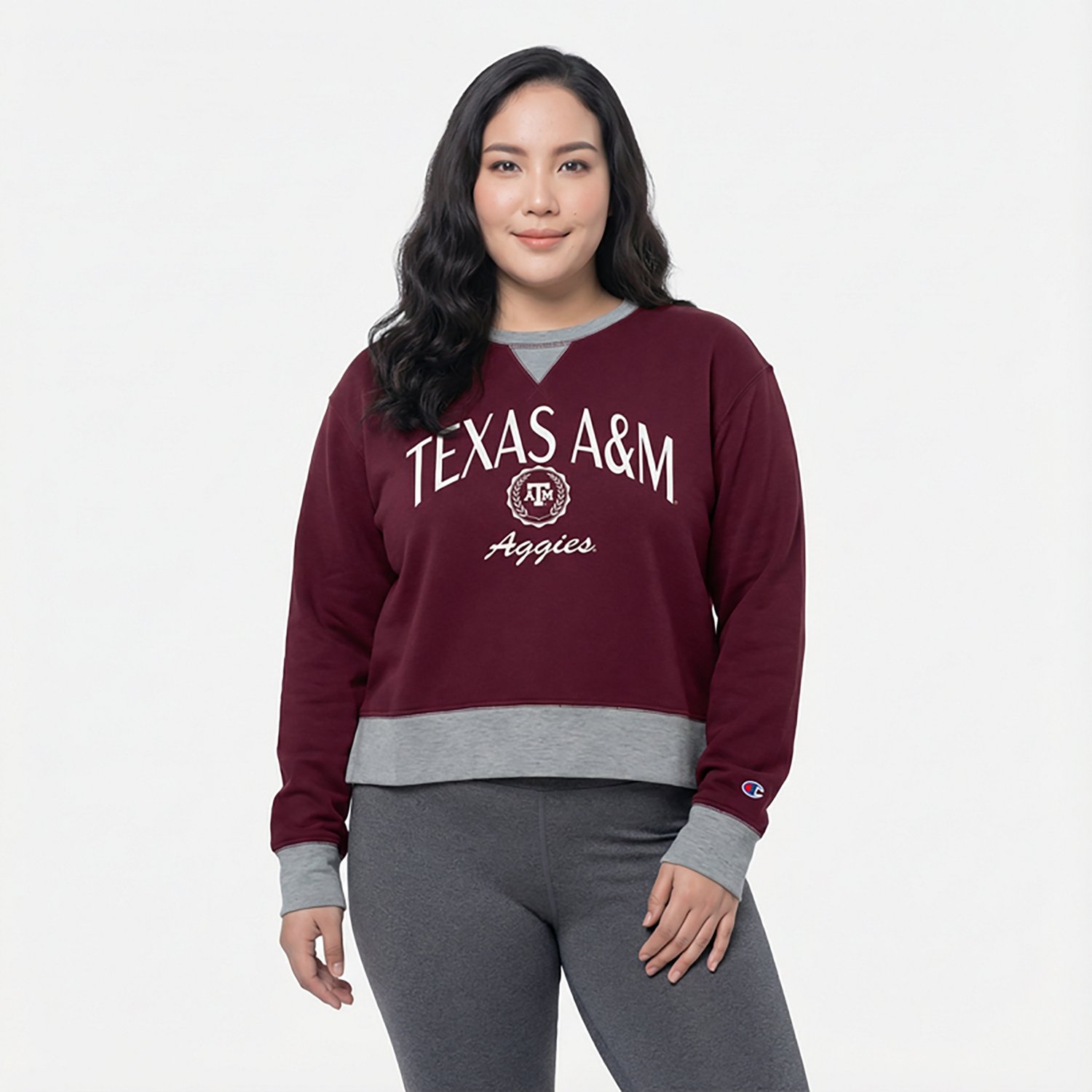 Champion Women's Texas A&M Aggies High and Low Crewneck Sweatshirt - view number 2