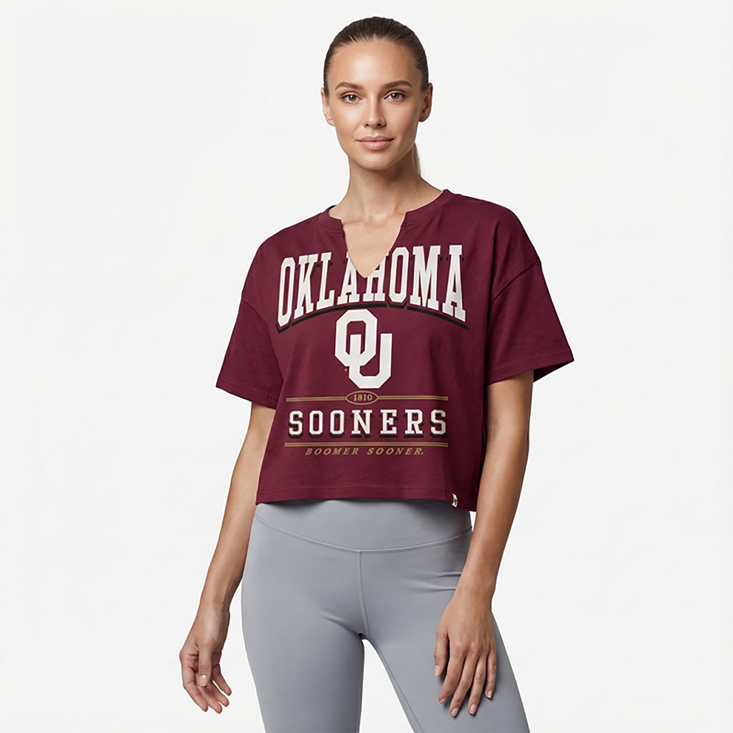 47 Brands Women's University of Oklahoma Sooners Oversized Notch Neck Short Sleeve T-shirt - view number 2