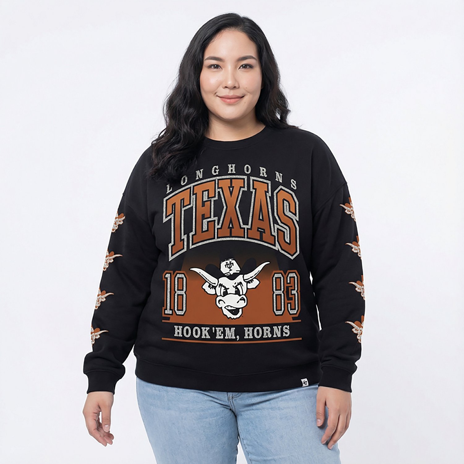 47 Brands Women's University of Texas Longhorns Go Big Oversized Long Sleeve Crew Fleece - view number 2