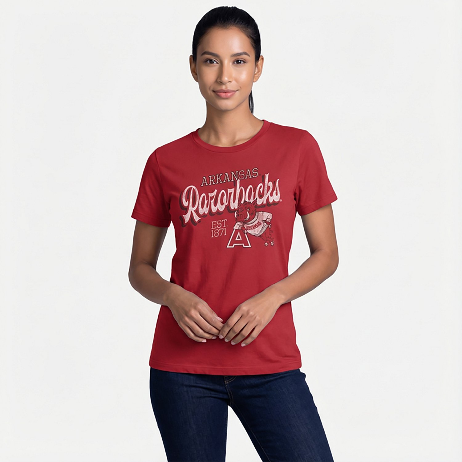 WILDCAT RETRO Women's Arkansas Script Boxy T-shirt - view number 2