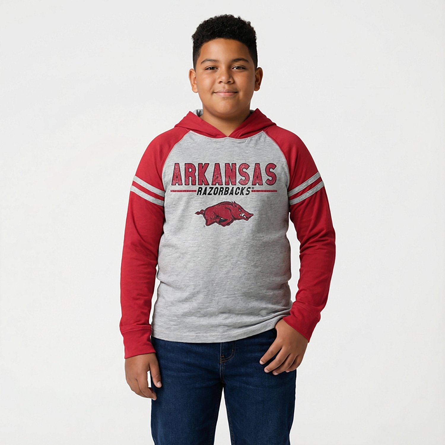 Wes & Willy Boys' University of Arkansas Raglan Lightweight Hoodie - view number 2