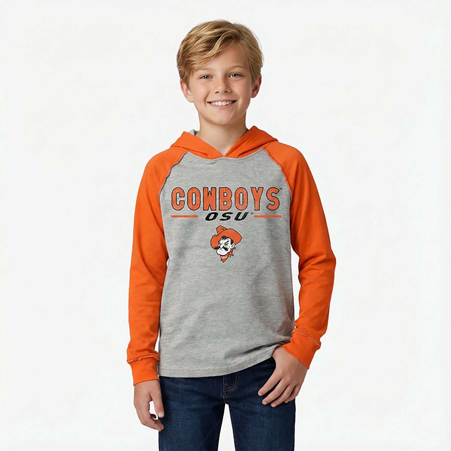 Wes & Willy Boys' Oklahoma State University Raglan Lightweight Hoodie - view number 2