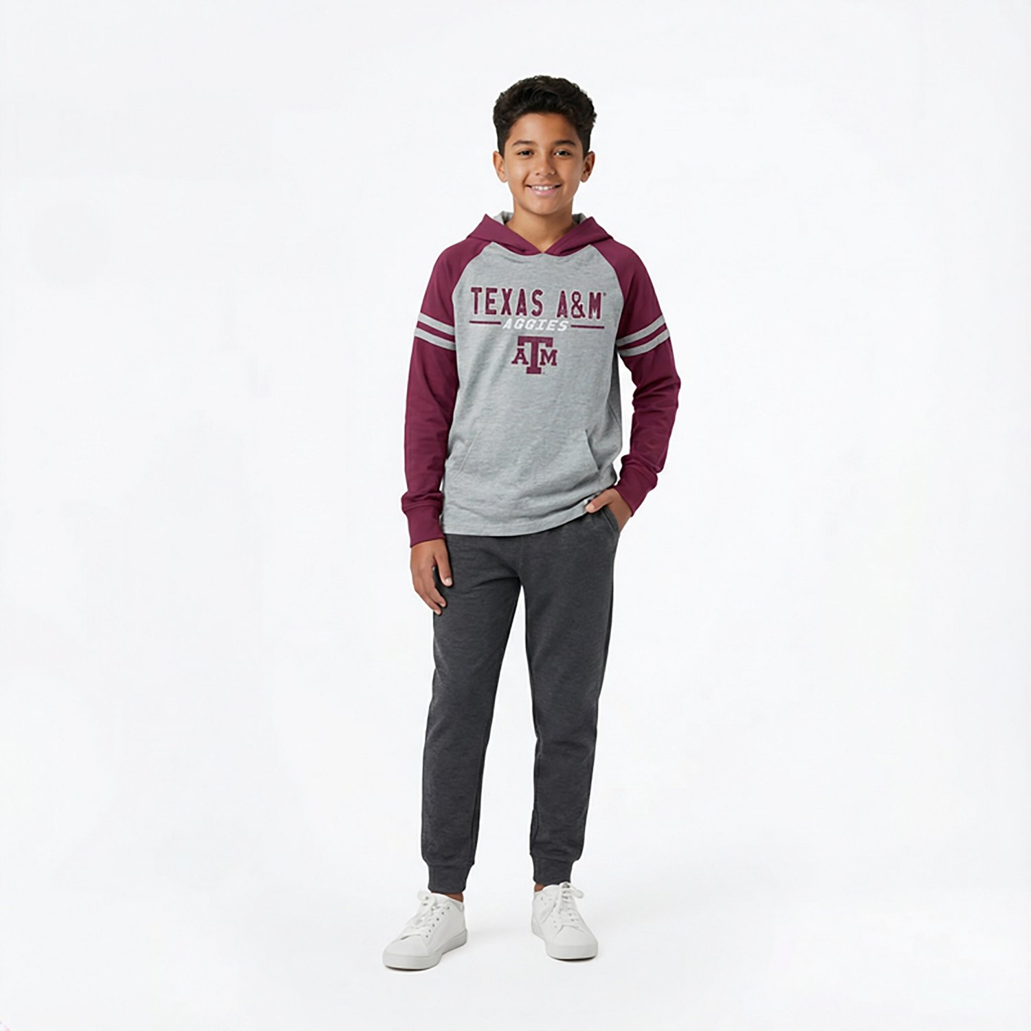 Wes & Willy Boys' Texas A&M University Raglan Lightweight Hoodie
