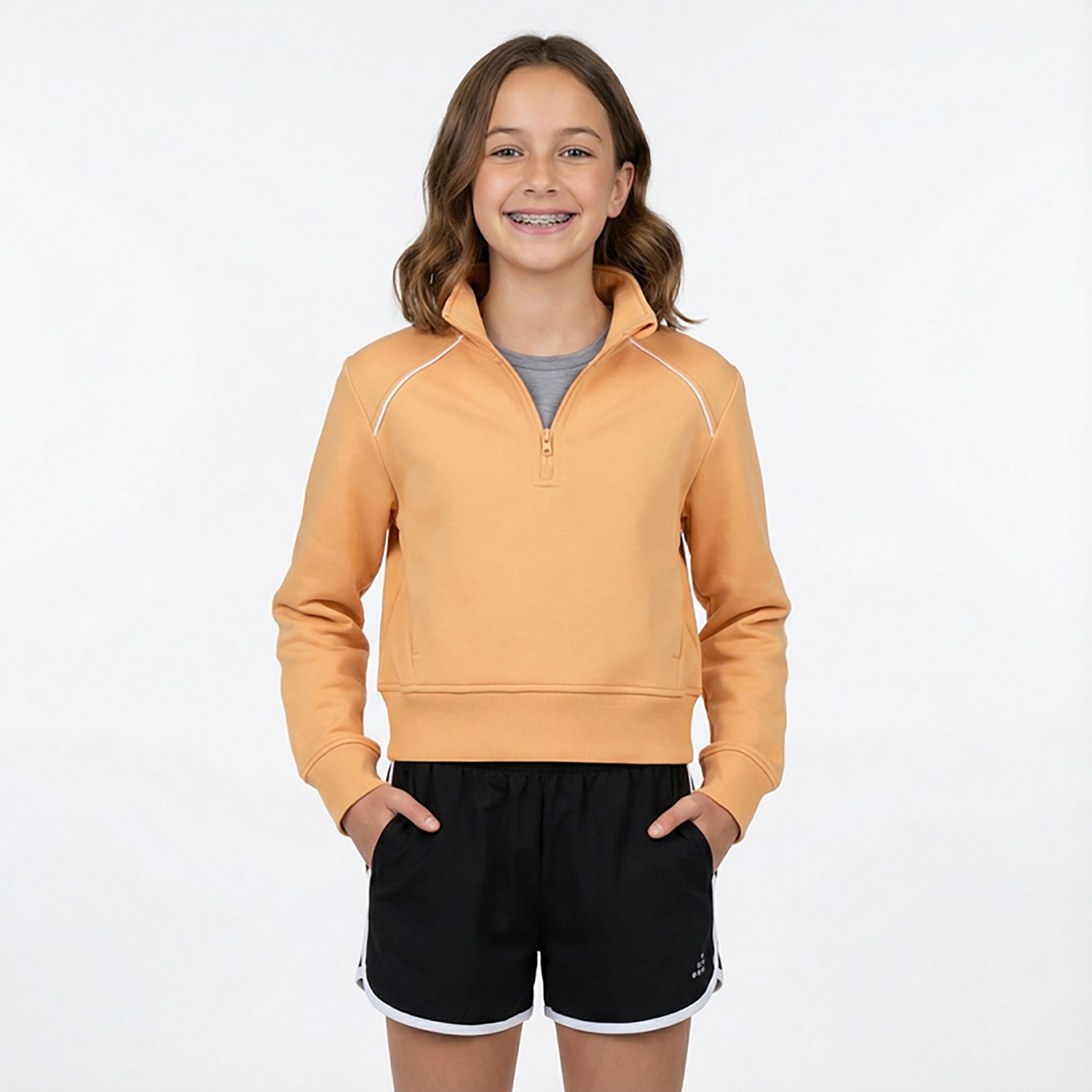 BCG Girls' Double Knit 1/4-Zip Long Sleeve Top - view number 2