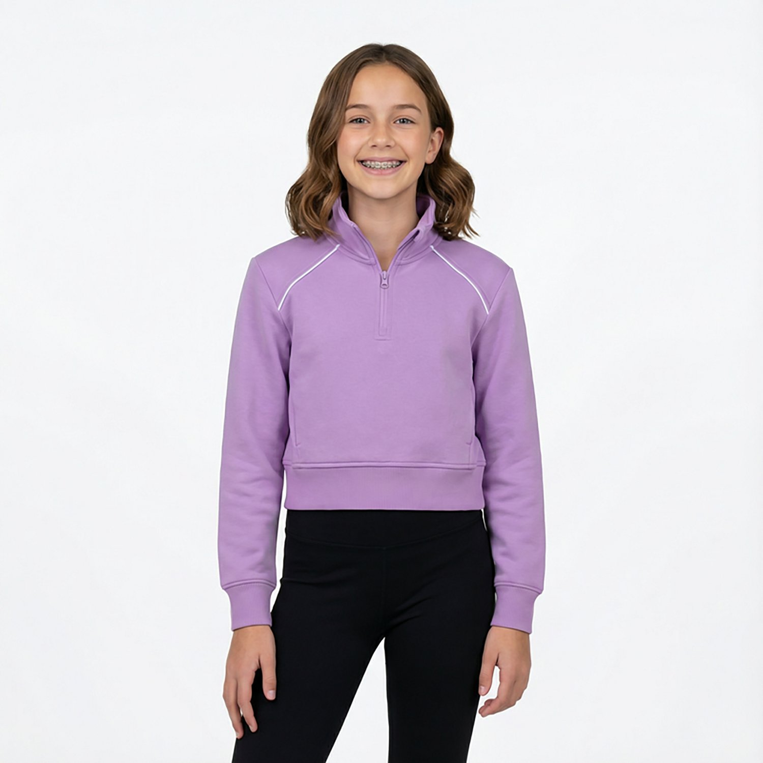 BCG Girls' Double Knit 1/4-Zip Long Sleeve Top - view number 2