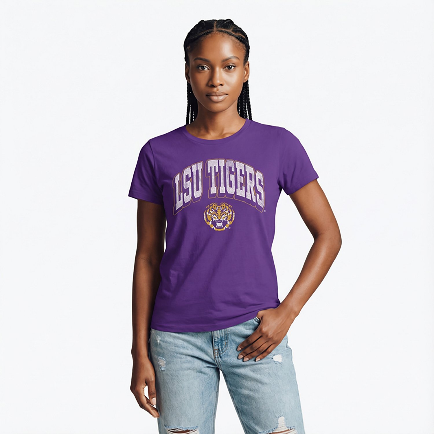 WILDCAT RETRO Women's LSU Arch Shadow Boxy T-shirt - view number 2