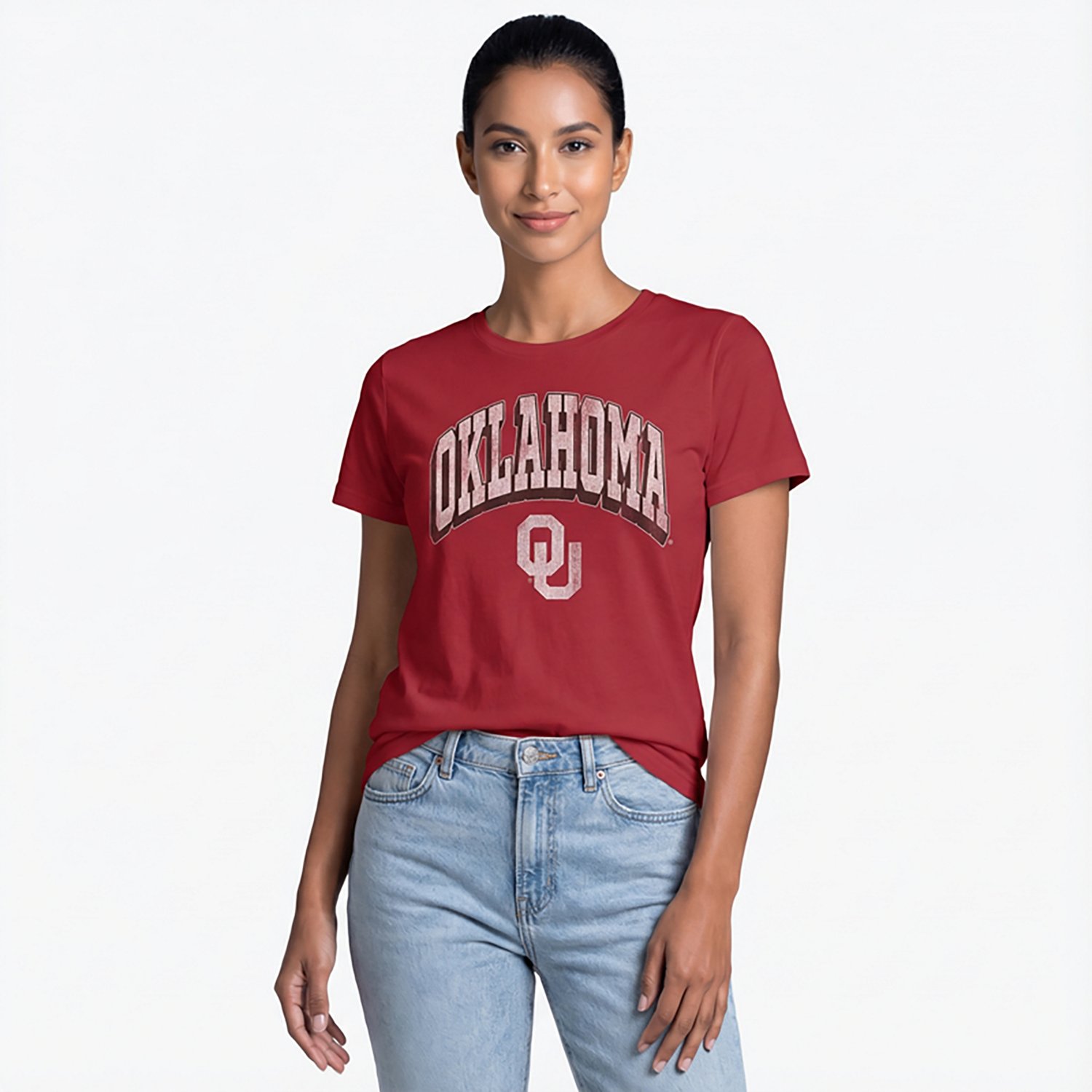 WILDCAT RETRO Women's Oklahoma Arch Shadow Boxy T-shirt - view number 2