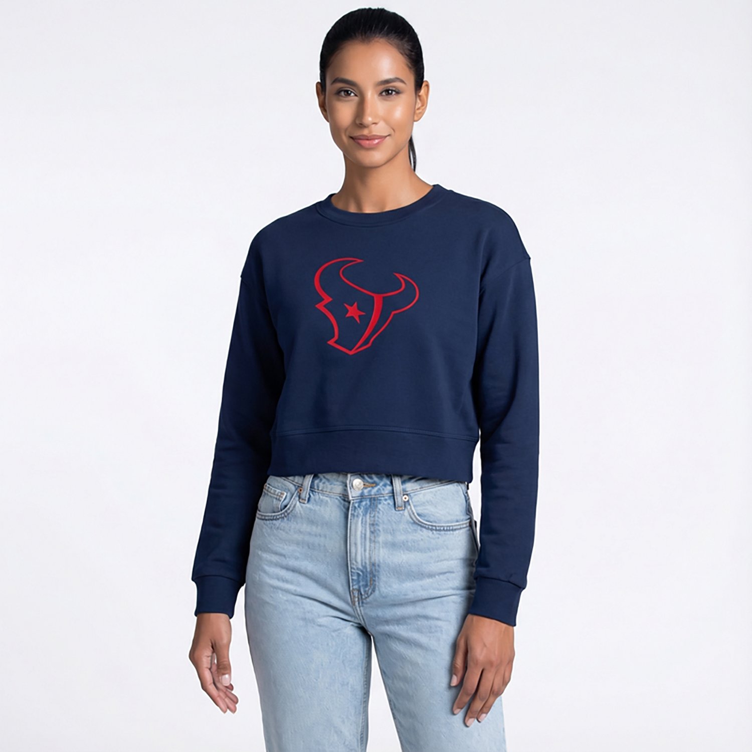 Concepts Sport Women's Texans Darby Long Sleeve Crop Top - view number 2