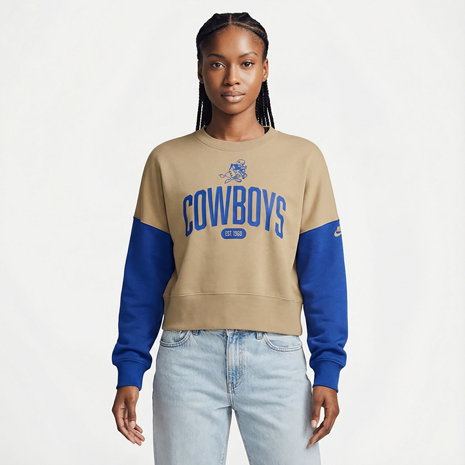 Nike Women's Dallas Cowboys Rewind Oversized Long Sleeve Crewneck Pullover - view number 2
