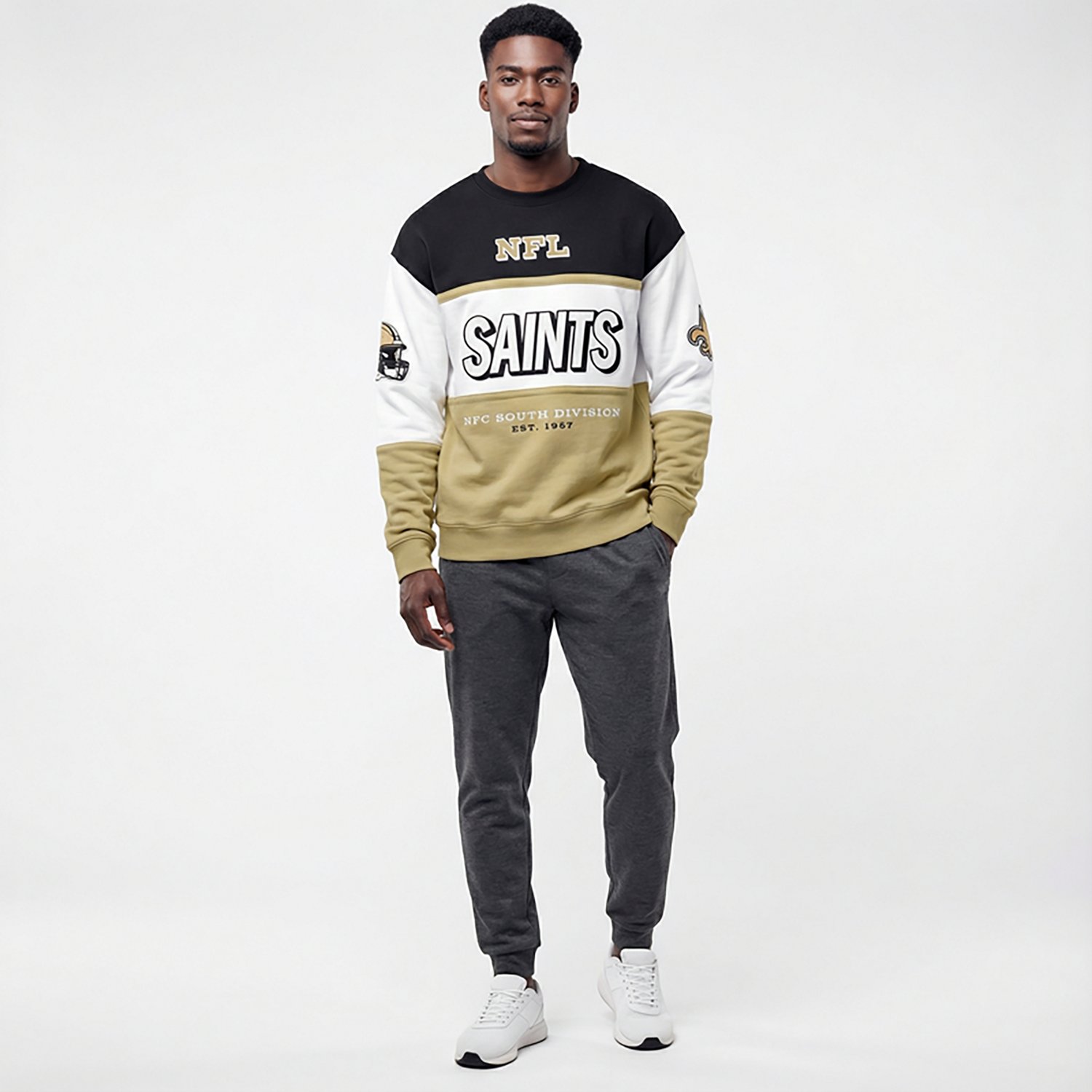 '47 Men's New Orleans Saints Breeze By Maximalist Long Sleeve Crew Sweatshirt