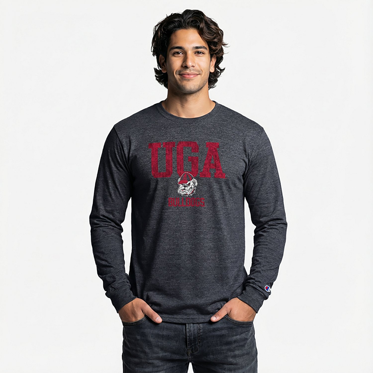 Champion Men's Georgia School Initials Over Mascot Triumph Long Sleeve T-shirt - view number 2