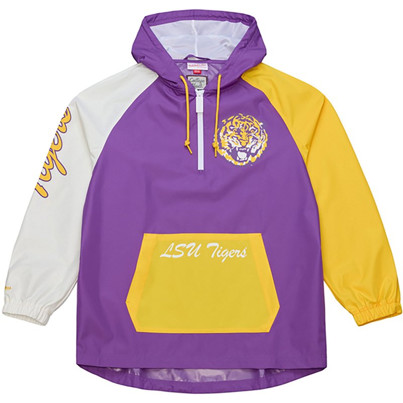 Mitchell & Ness Menâs Louisiana State University Playoff Win 1/4 Zip Anorak Jacket