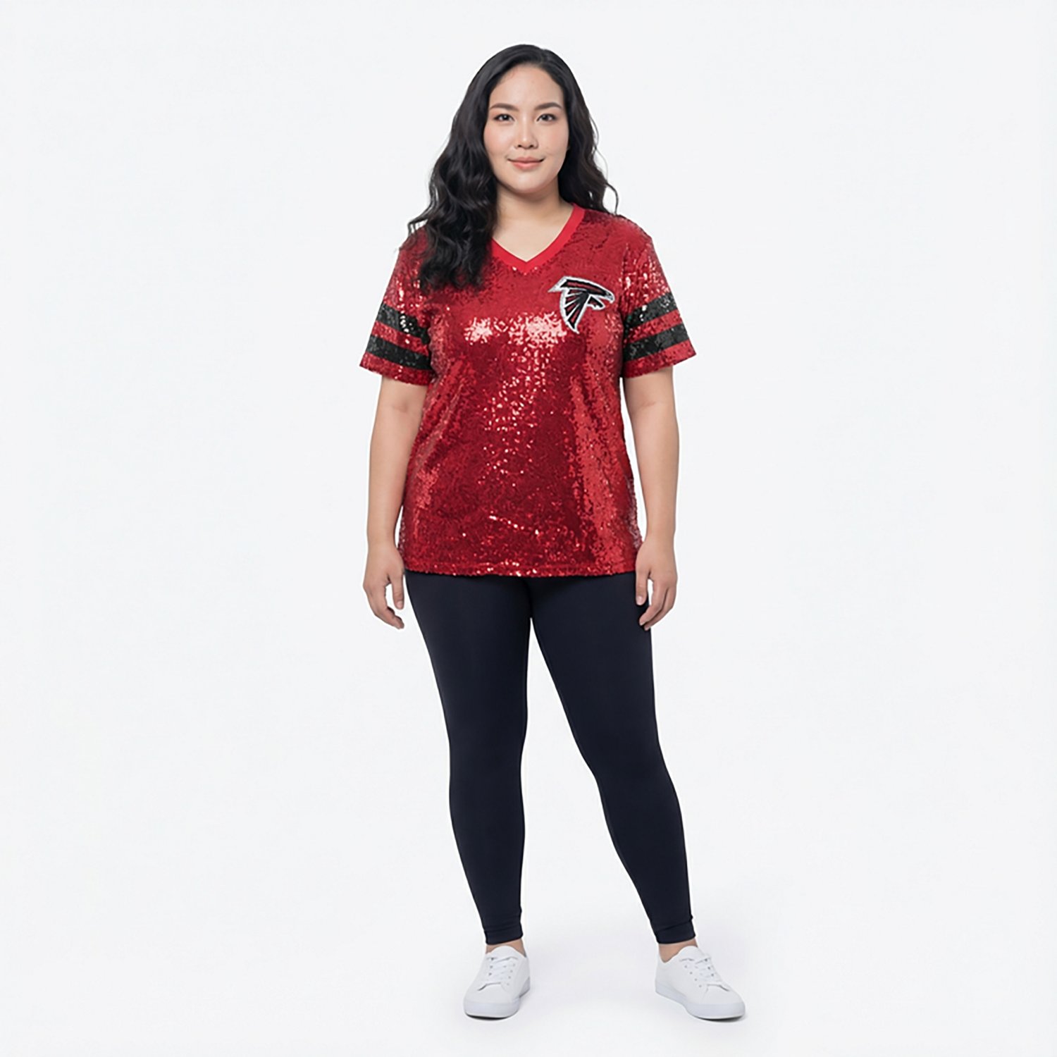 Outerstuff Women's Atlanta Falcons Glam Striped Sequin Top